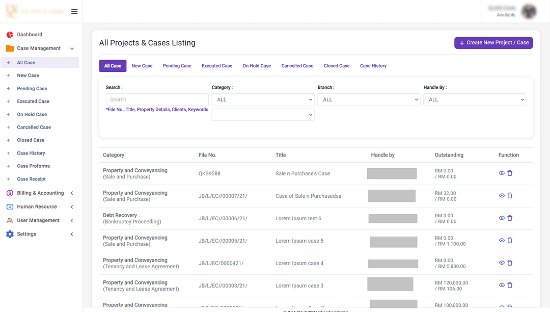 Lawyer Case Submission & Internal Management System 